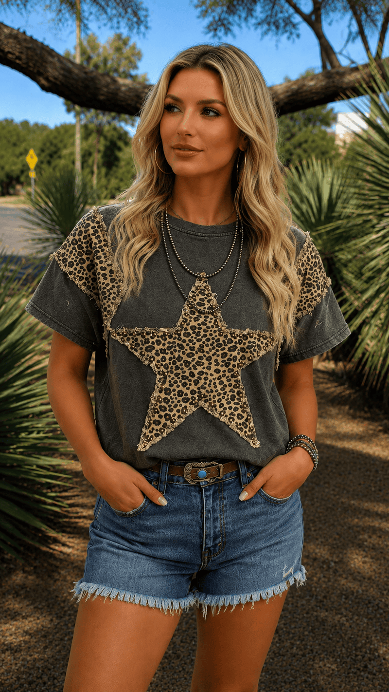 Shop Envi Me It's T-shirt Kinda Day The Cheetah Star Studded Top