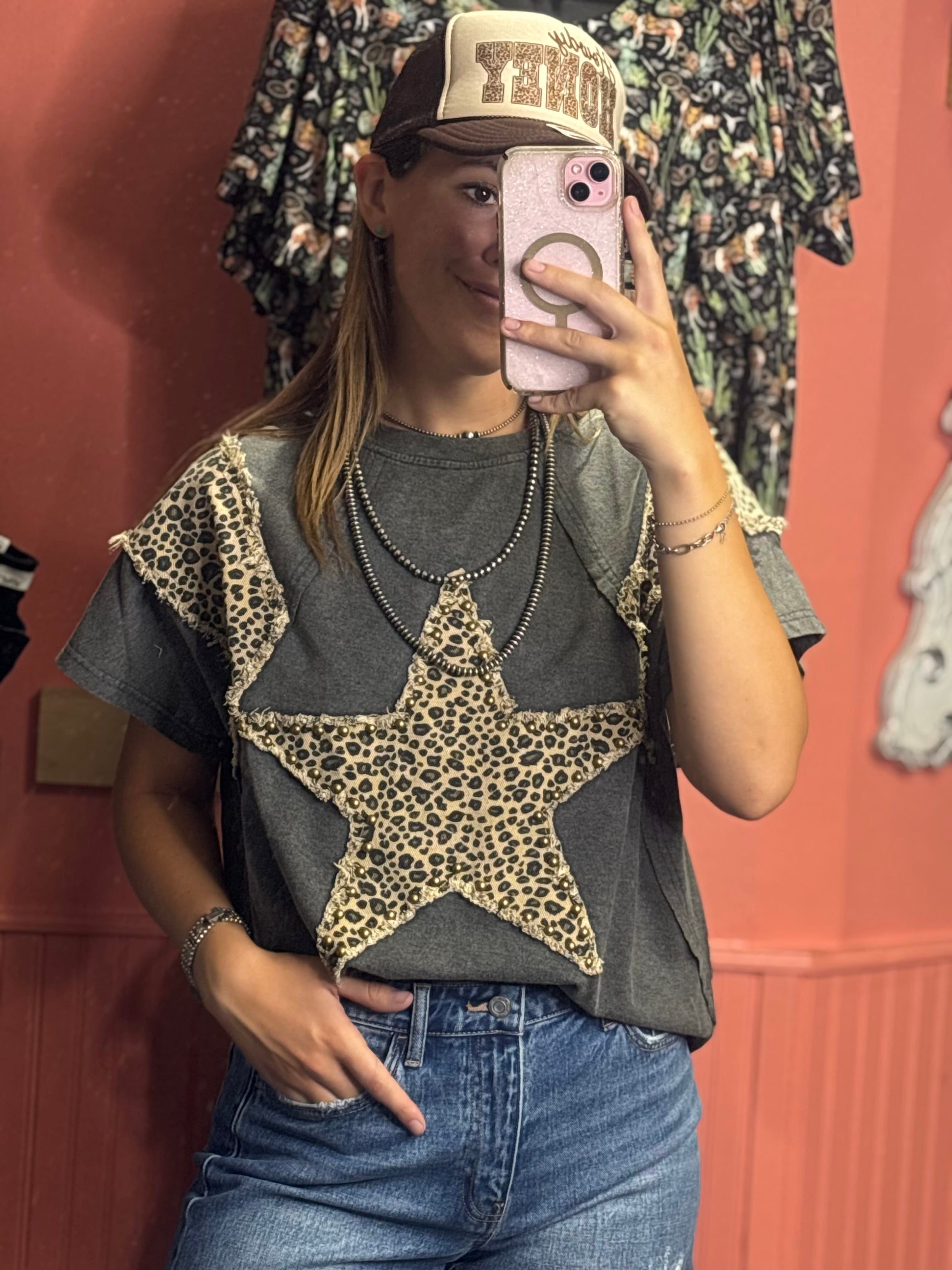 Shop Envi Me It's T-shirt Kinda Day The Cheetah Star Studded Top