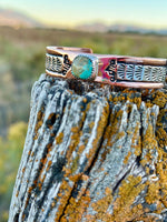 Shop Envi Me Bracelets Sterling Silver Copper & Blue Bird Kingman Turquoise The Cheyenne Copper & Sterling Silver with Kingman Turquoise Cuff Bracelet