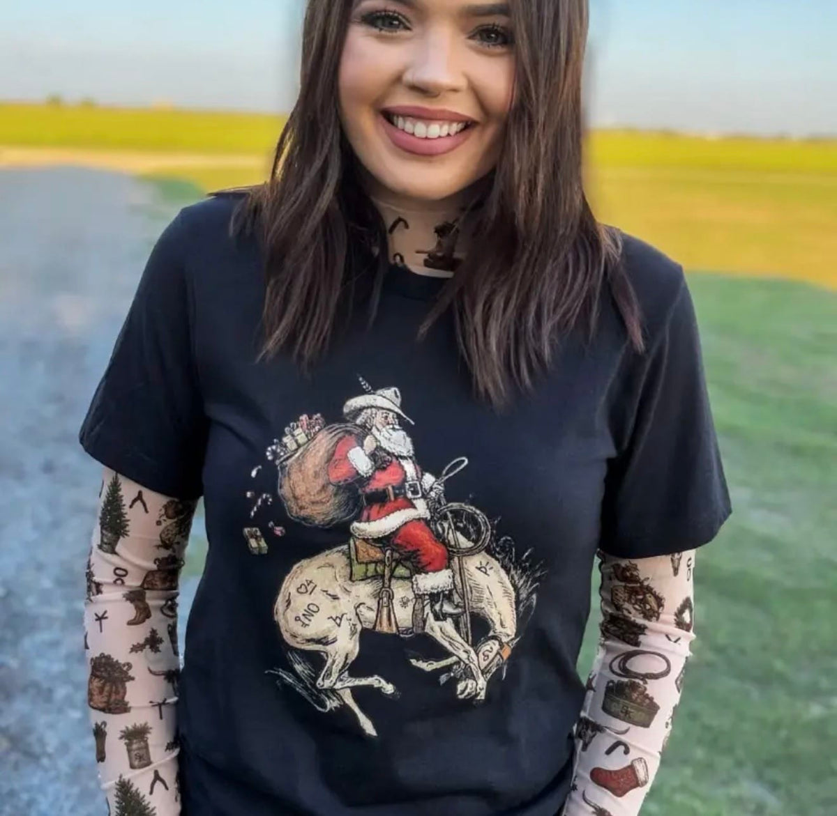 Shop Envi Me It's T-shirt Kinda Day The Christmas Cowboy Santa 🎅🏻 Tee