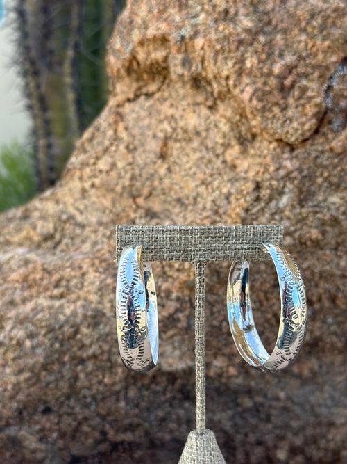 Shop Envi Me Earrings Silver The Cinco Sterling Silver Hoop Earring
