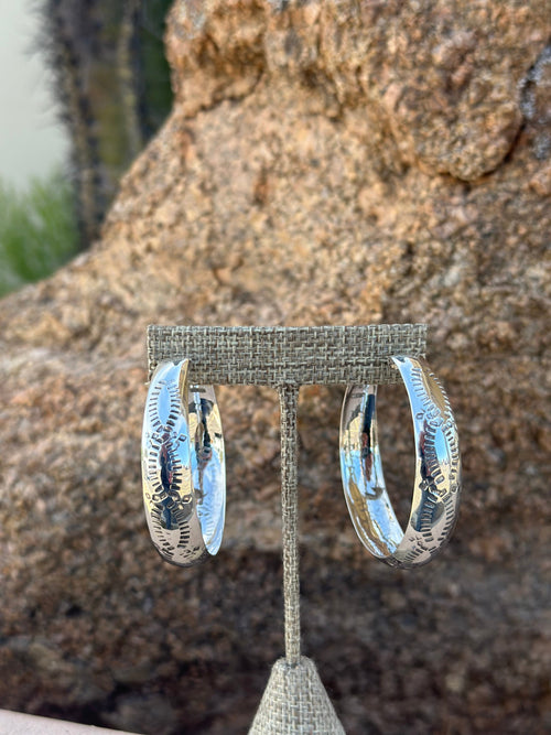Shop Envi Me Earrings Silver The Cinco Sterling Silver Hoop Earring