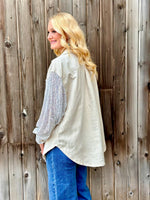 Shop Envi Me Cardigans and Kimonos The City Days Cord with Sequin Sleeve Shacket