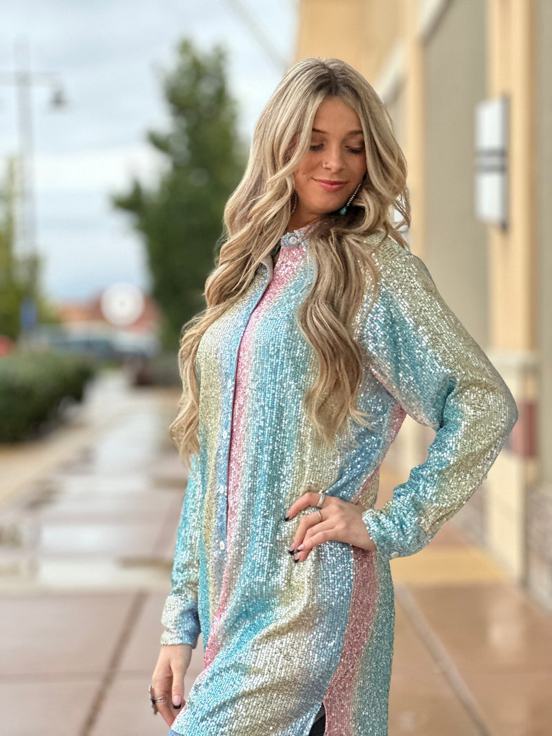 Shop Envi Me Cardigans and Kimonos The City Lights Sequin Top/Dress