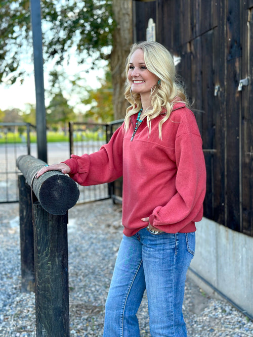 Shop Envi Me It's T-shirt Kinda Day The Clay Cave Creek Corded Half Zip Top
