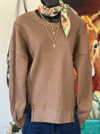 Shop Envi Me Tops and Tunics The Cocoa South Of Fall New Waffle Weave Top