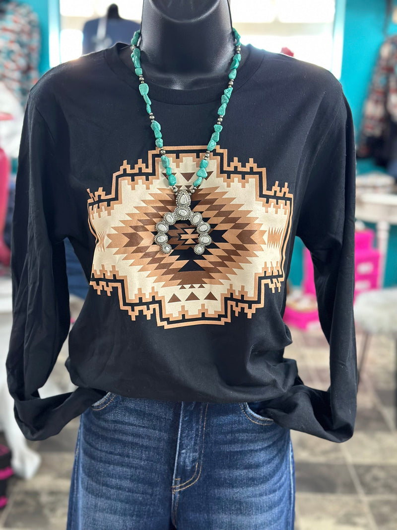 Shop Envi Me It's T-shirt Kinda Day The Color of Fall Aztec Long Sleeve T
