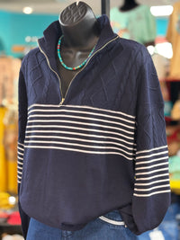 Shop Envi Me tops The Colorado Cowboy Striped Quarter Zip Sweater