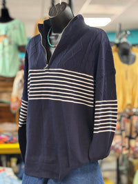 Shop Envi Me tops The Colorado Cowboy Striped Quarter Zip Sweater
