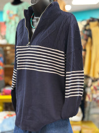 Shop Envi Me tops The Colorado Cowboy Striped Quarter Zip Sweater
