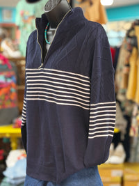 Shop Envi Me tops The Colorado Cowboy Striped Quarter Zip Sweater