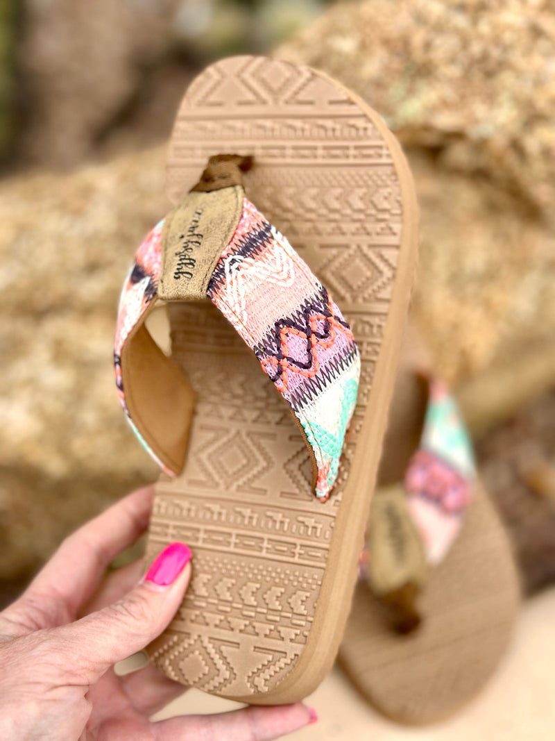 Yellow Box Footwear The Colors Of Coral Aztec Flip Flop Sandal