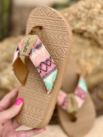 Yellow Box Footwear The Colors Of Coral Aztec Flip Flop Sandal