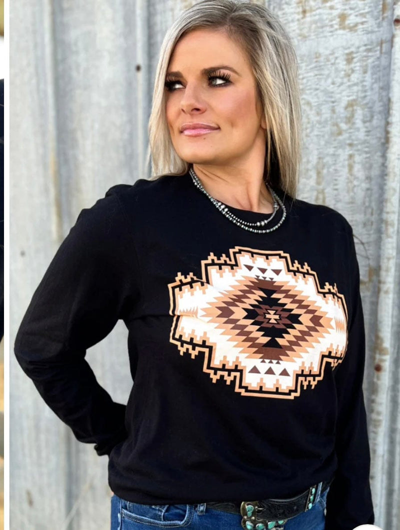 Shop Envi Me It's T-shirt Kinda Day The Colors of Fall Aztec Long Sleeve T