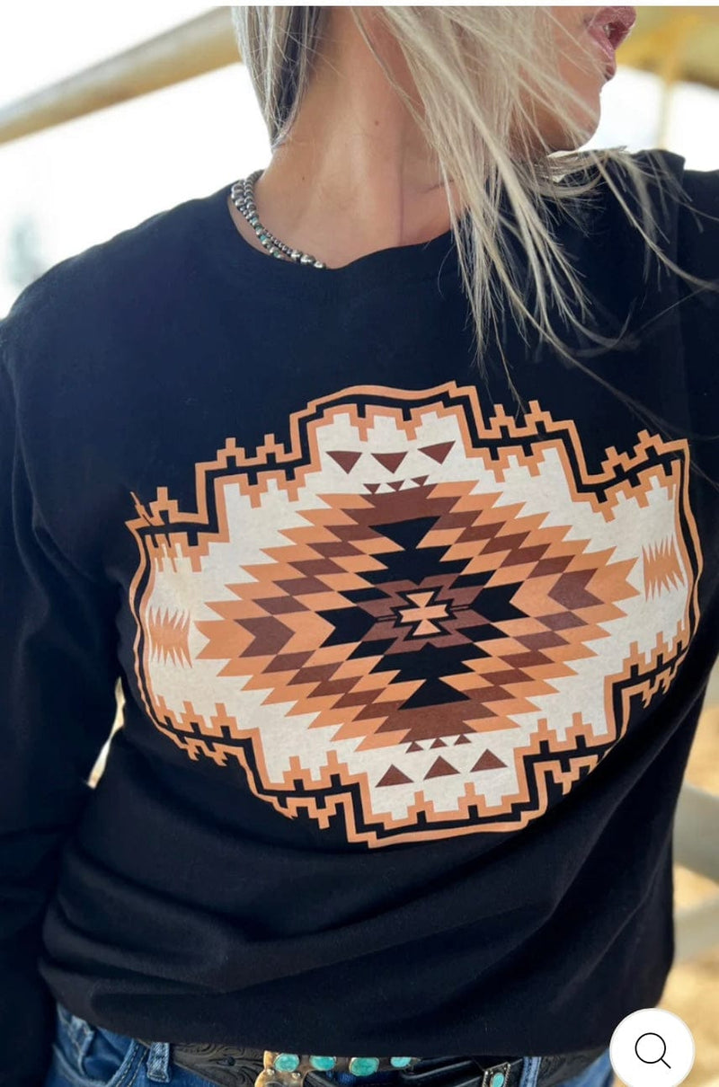 Shop Envi Me It's T-shirt Kinda Day The Colors of Fall Aztec Long Sleeve T