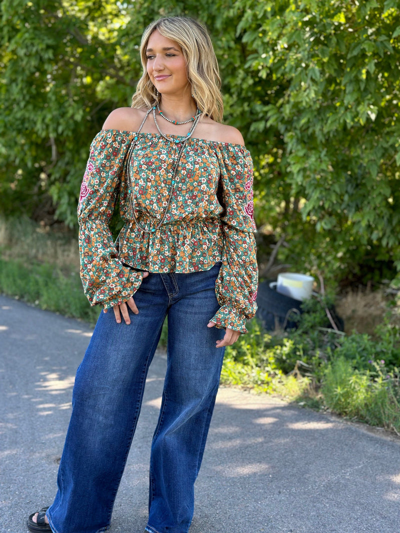 Shop Envi Me Tops and Tunics The Colors Of Fall Embroidered Top