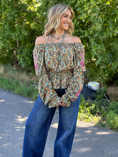 Shop Envi Me Tops and Tunics The Colors Of Fall Embroidered Top