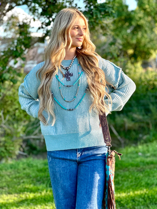 Shop Envi Me Tops and Tunics The Colors of Turquoise Fall Sweater