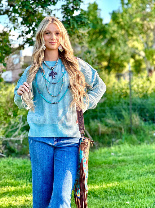 Shop Envi Me Tops and Tunics The Colors of Turquoise Fall Sweater