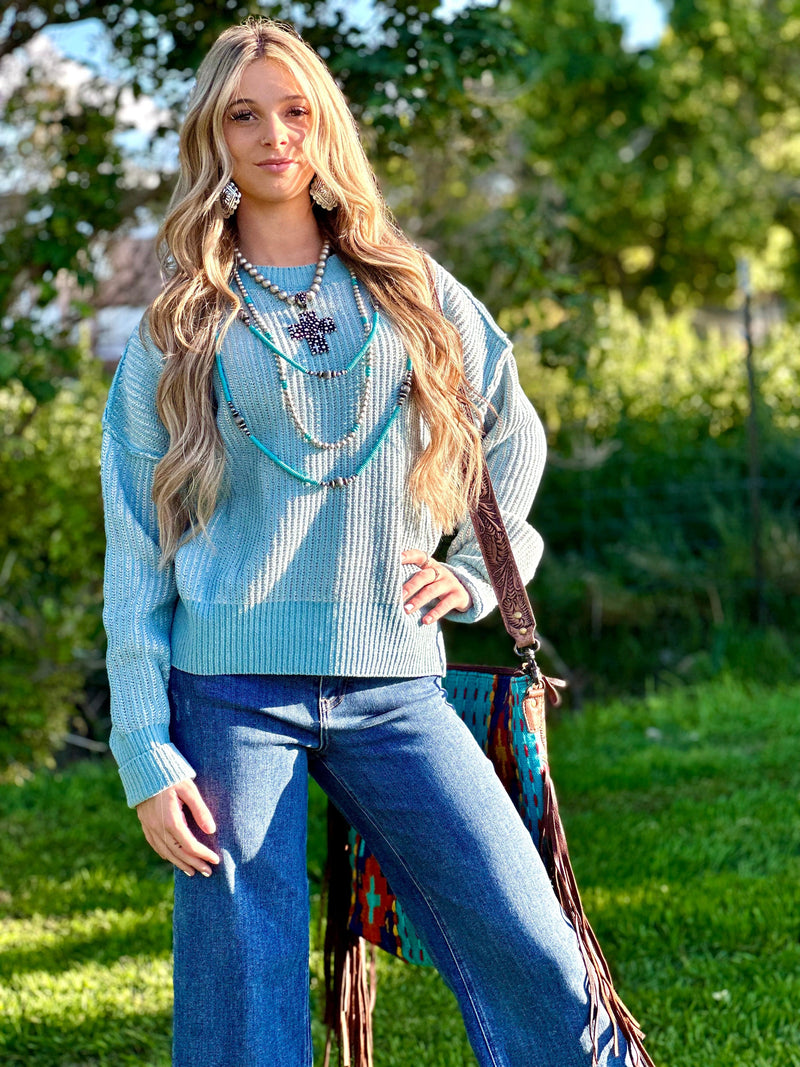 Shop Envi Me Tops and Tunics The Colors of Turquoise Fall Sweater