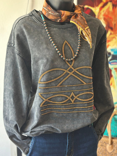 Shop Envi Me The Copper Bootstitch Embroidered Mineral Wash Pullover