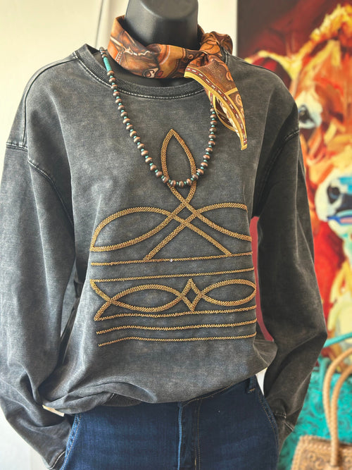 Shop Envi Me The Copper Bootstitch Embroidered Mineral Wash Pullover
