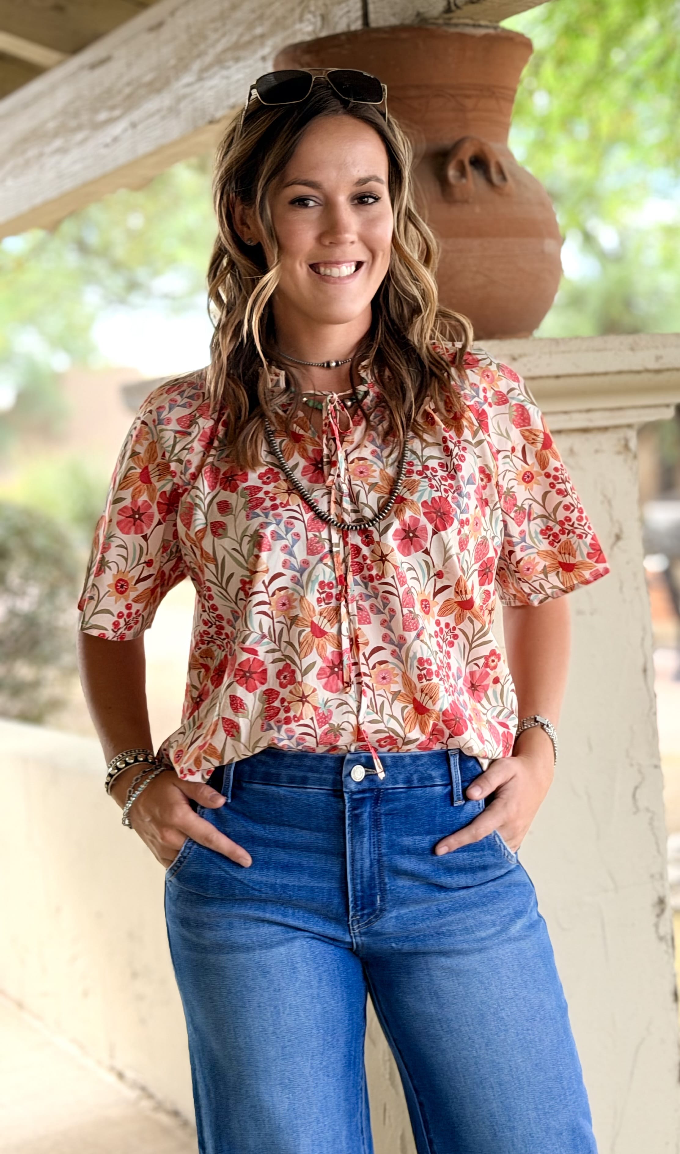 Shop Envi Me Tops and Tunics The Coral Summer of Floral Top