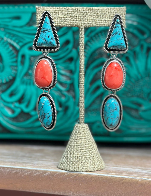 Shop Envi Me earrings The Coral & Turquoise Southwest Drop Earrings