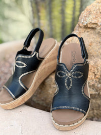 Volatile Footwear The Corky’s Black Stitch🤠 Carly Wedge Sandal