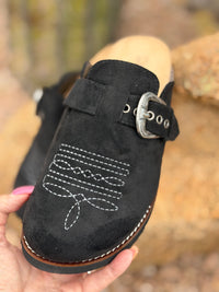 Corky’s Footwear The Corky’s Bootitude Western Buckle Bootstitch Black Slip On