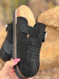 Corky’s Footwear The Corky’s Bootitude Western Buckle Bootstitch Black Slip On