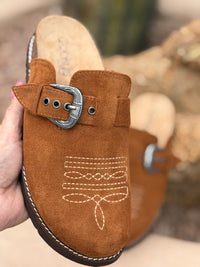 Corky’s Footwear The Corky’s Bootitude Western Buckle Bootstitch Camel Slip On