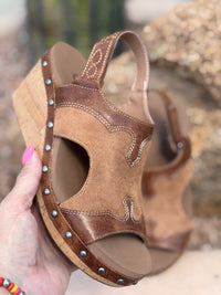 Volatile Footwear The Corky’s Kick Up Your Heels Western Wedge Sandal