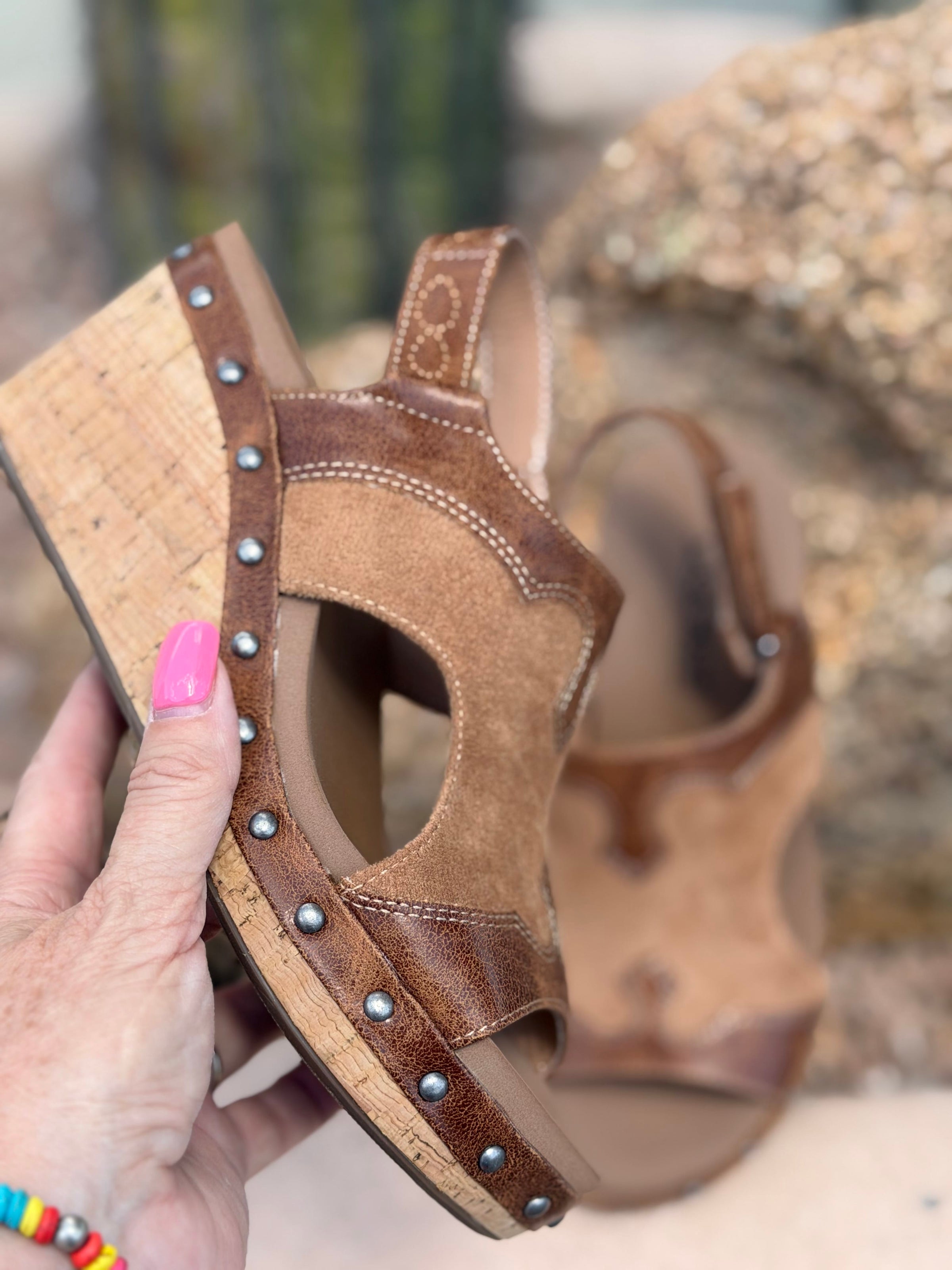 Volatile Footwear The Corky’s Kick Up Your Heels Western Wedge Sandal