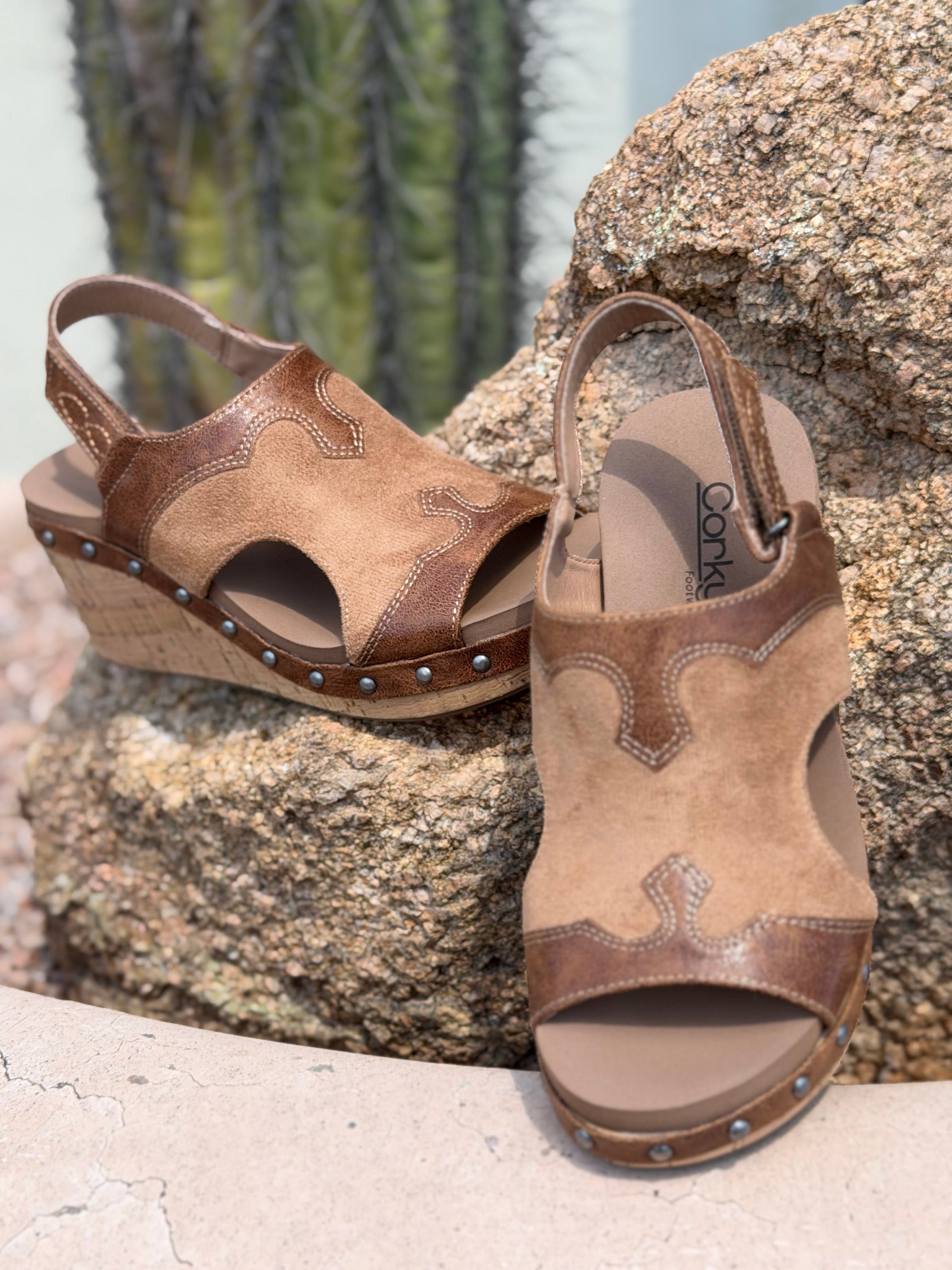 Volatile Footwear The Corky’s Kick Up Your Heels Western Wedge Sandal