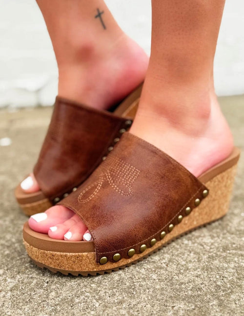 Volatile Footwear The Corky’s Saddle Up BootStitch Wedge Sandal