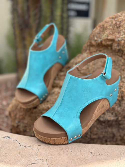 Volatile Footwear The Corky’s Turquoise Carly Wedge Sandal