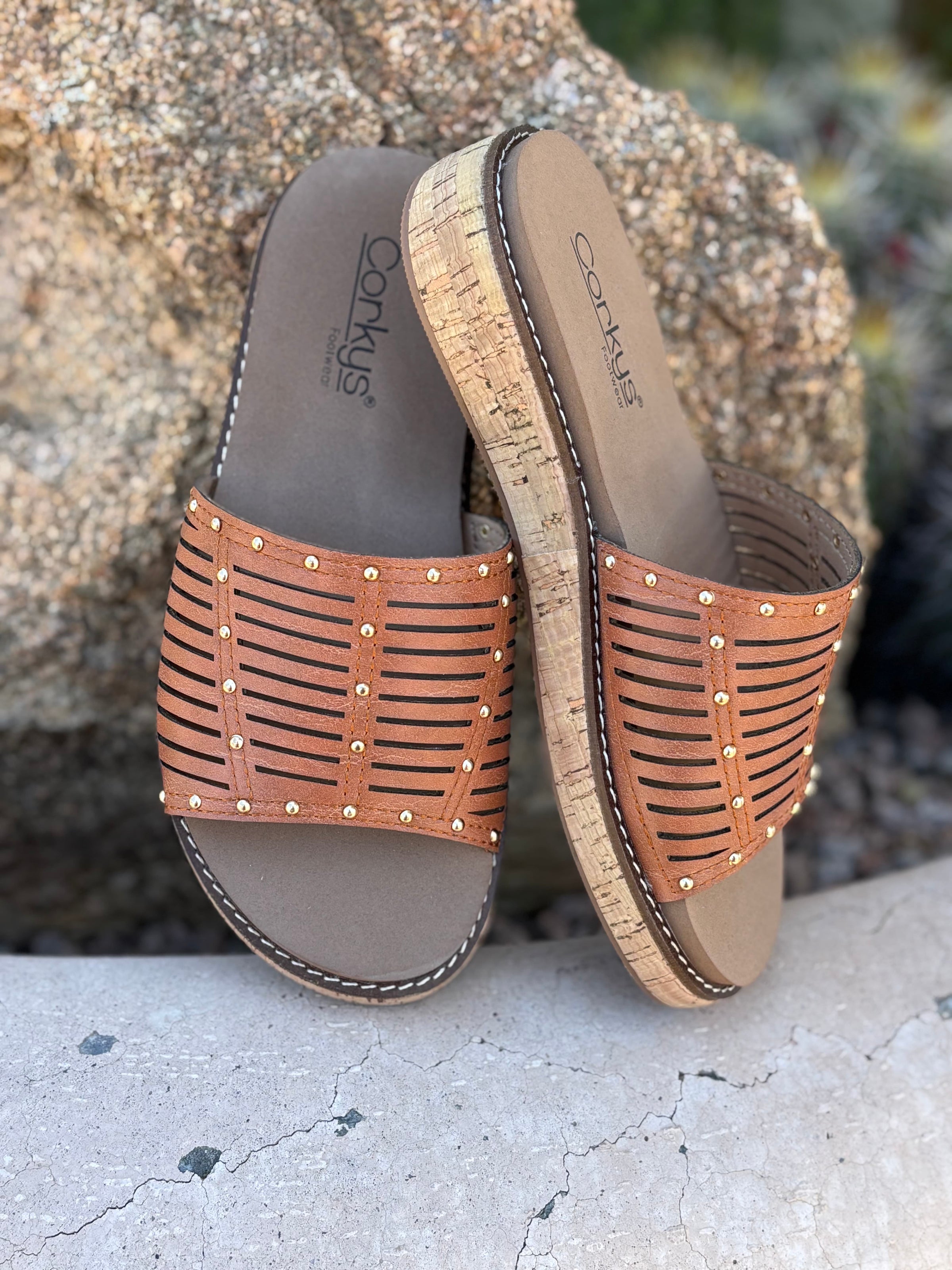 Volatile Footwear The Corky’s Western Studded 🤠 Saddle Wedge Sandal