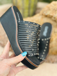 Volatile Footwear The Corky’s Western Studded 🤠 Wedge Sandal