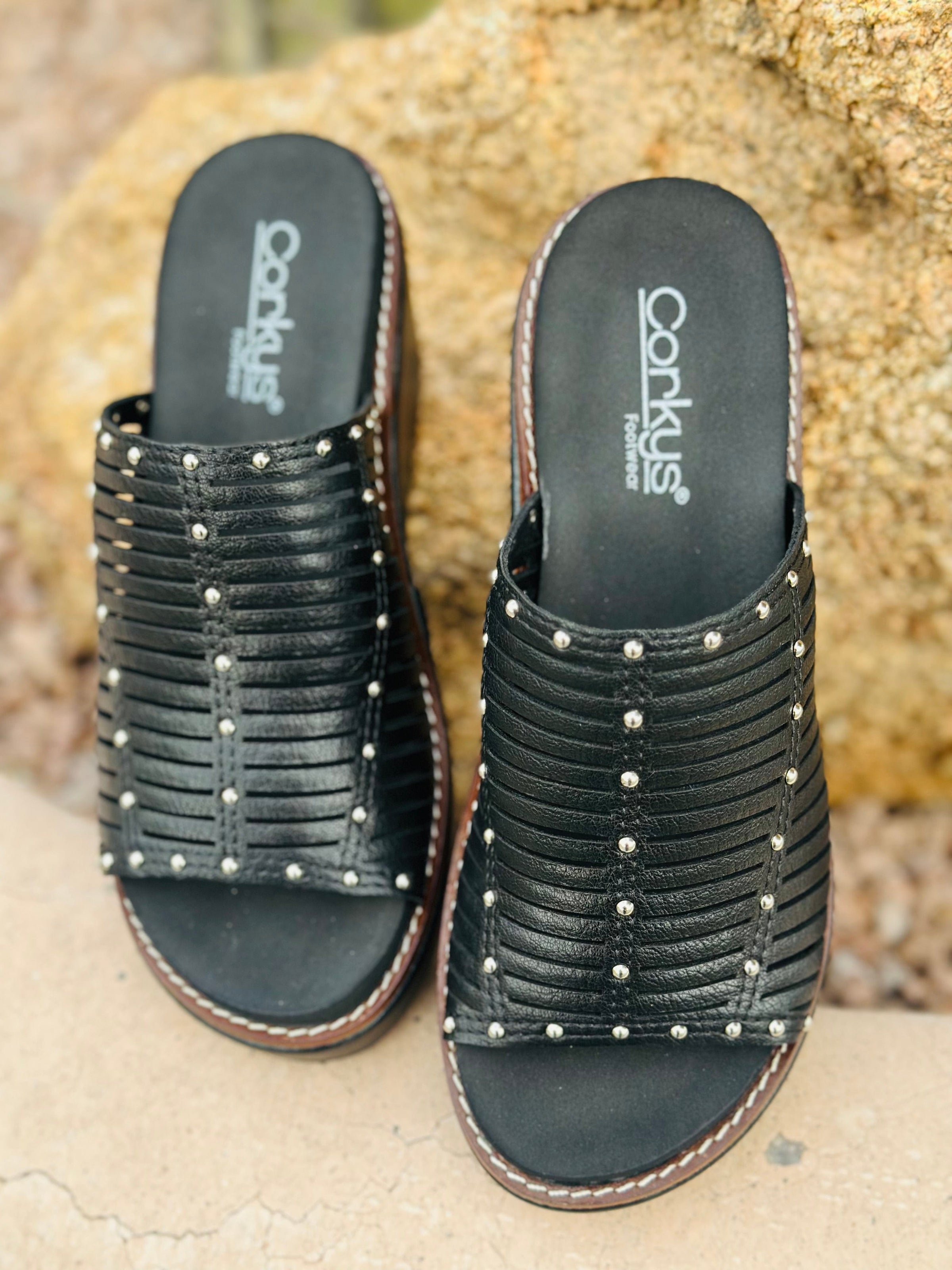 Volatile Footwear The Corky’s Western Studded 🤠 Wedge Sandal