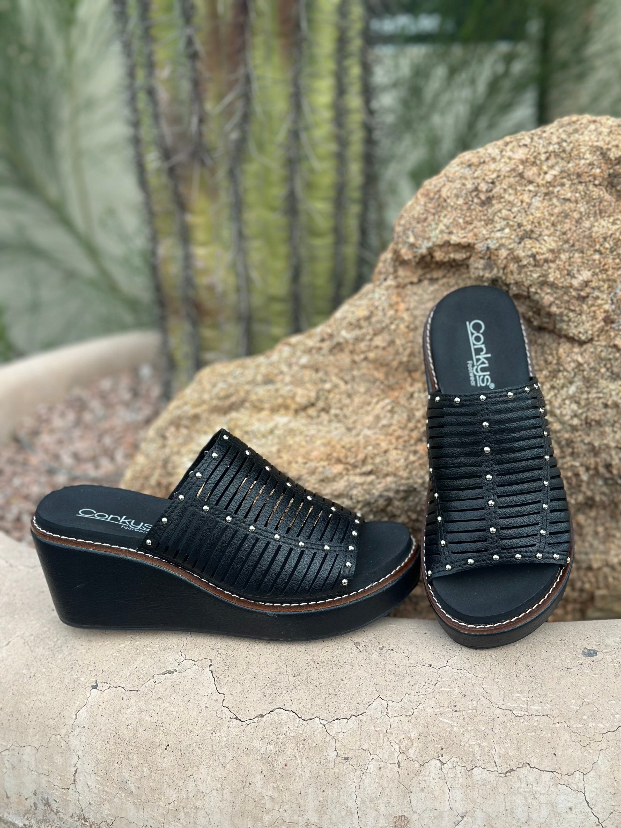 Volatile Footwear The Corky’s Western Studded 🤠 Wedge Sandal