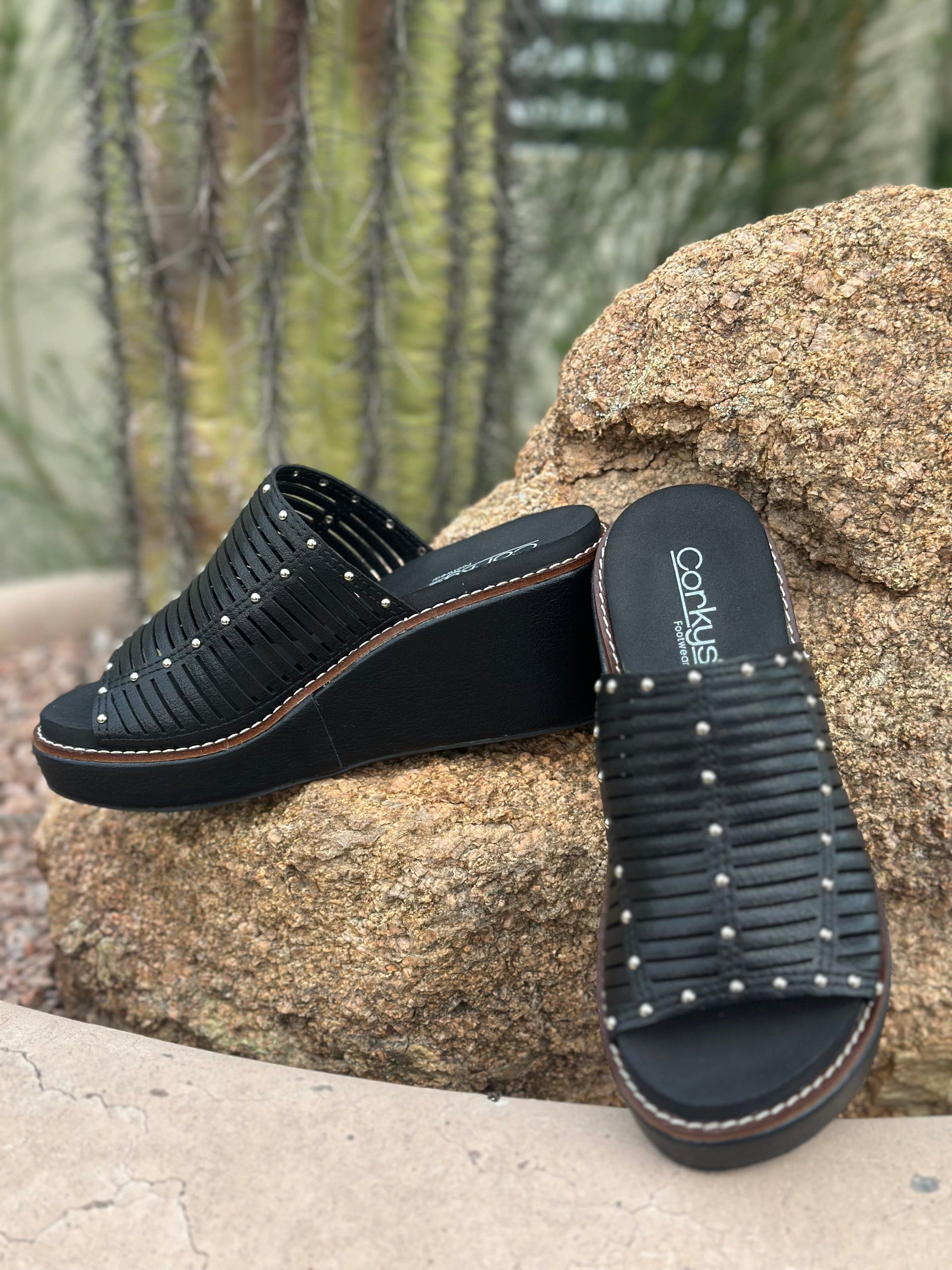 Volatile Footwear The Corky’s Western Studded 🤠 Wedge Sandal