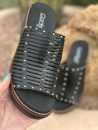 Volatile Footwear The Corky’s Western Studded 🤠 Wedge Sandal