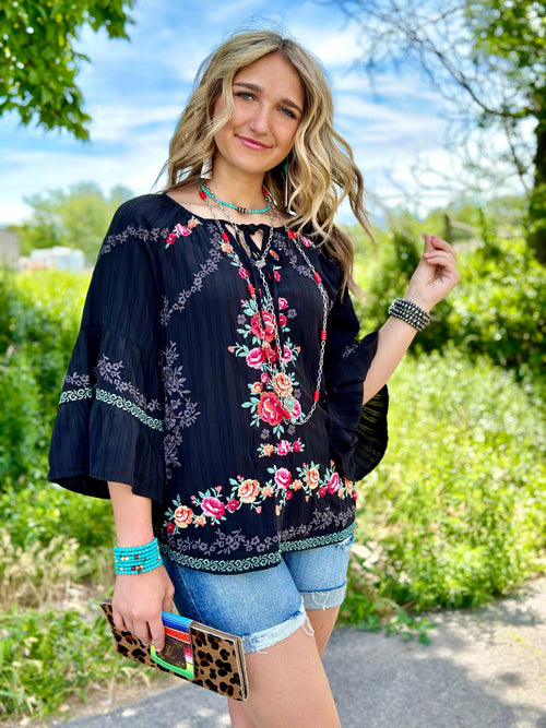 Shop Envi Me Tops and Tunics The Costa Rica Embroidered Top