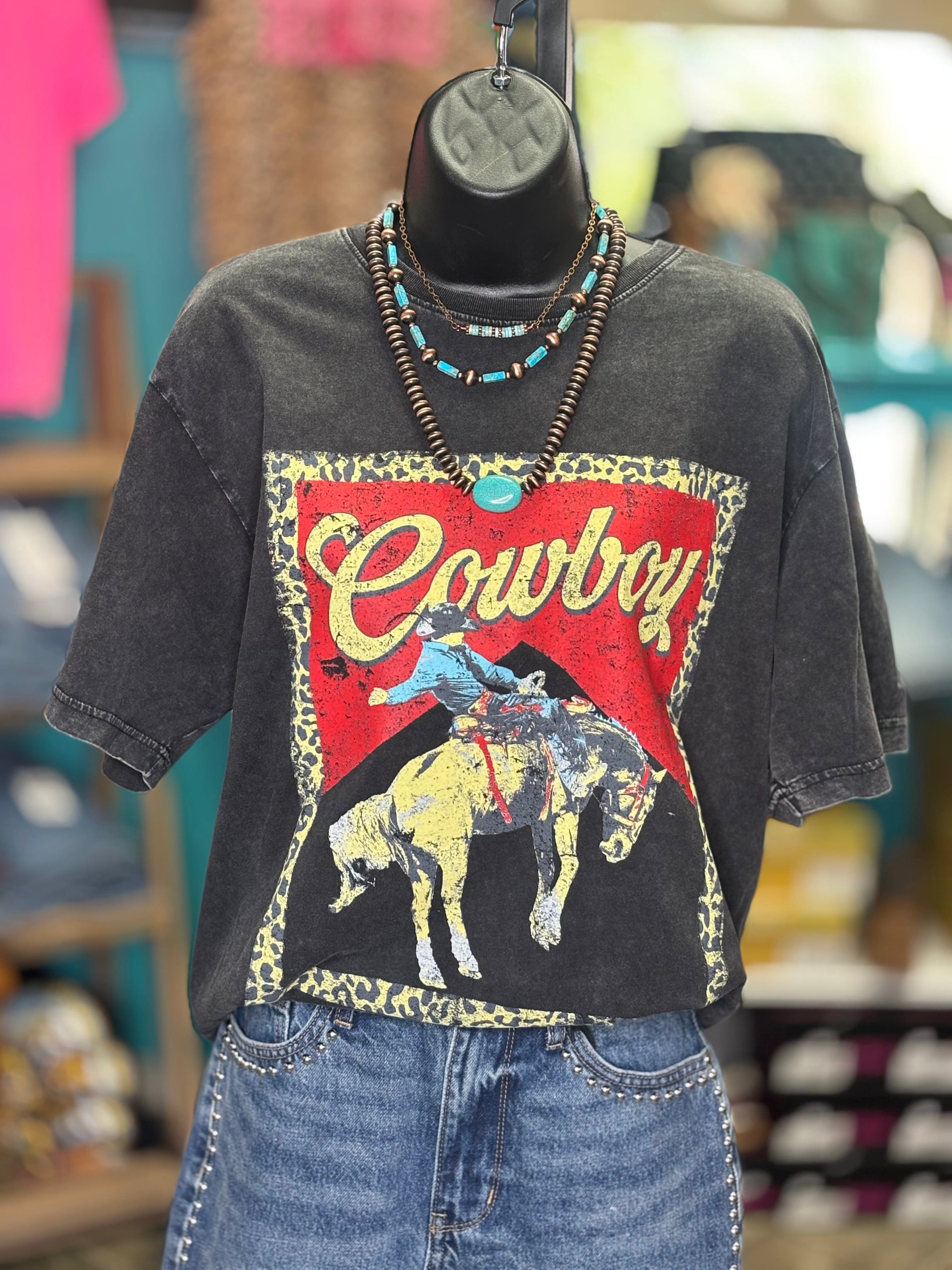 Shop Envi Me Cardigans and Kimonos The Cowboy Cheetah Mineral Wash Tee