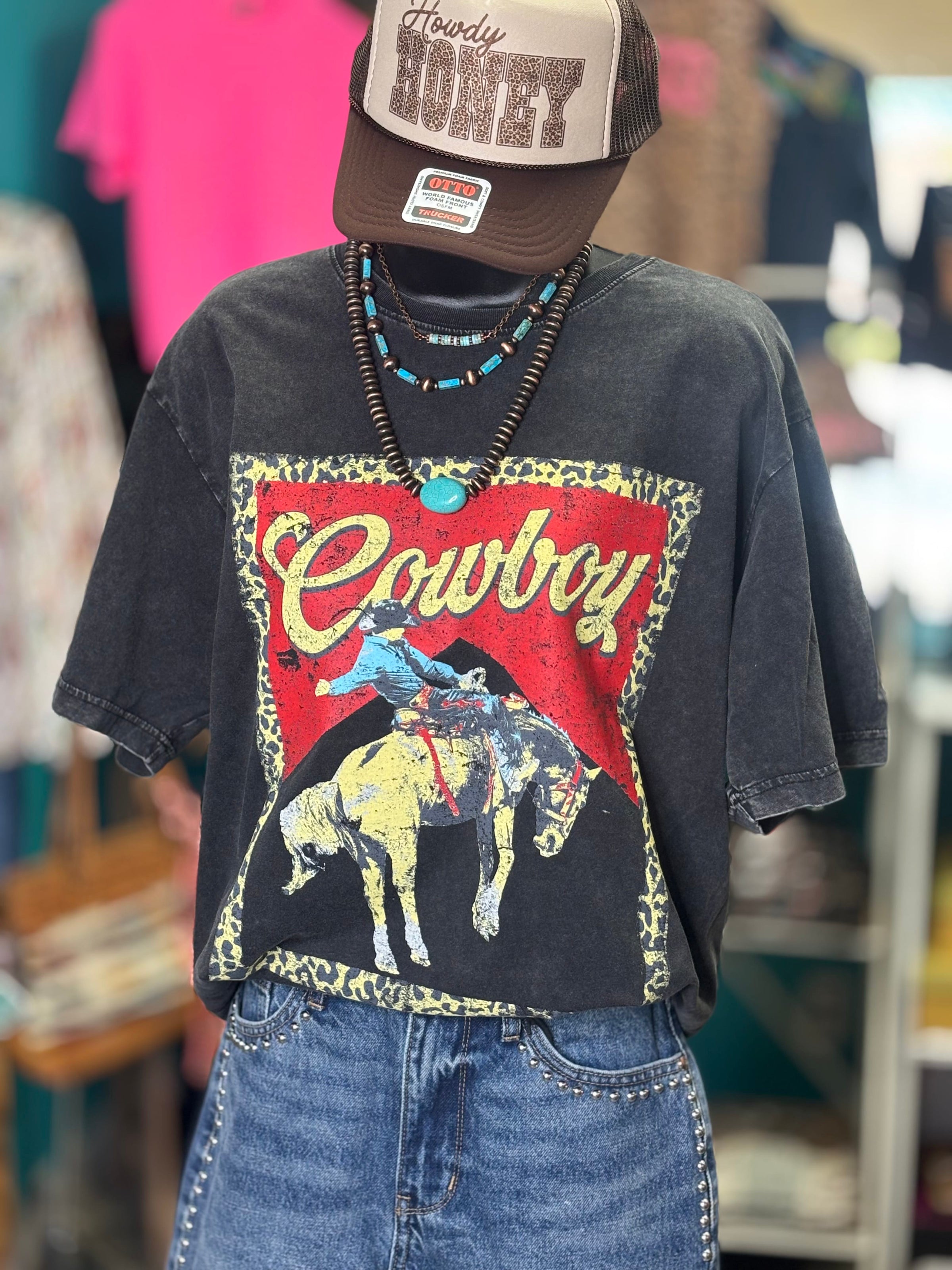 Shop Envi Me Cardigans and Kimonos The Cowboy Cheetah Mineral Wash Tee