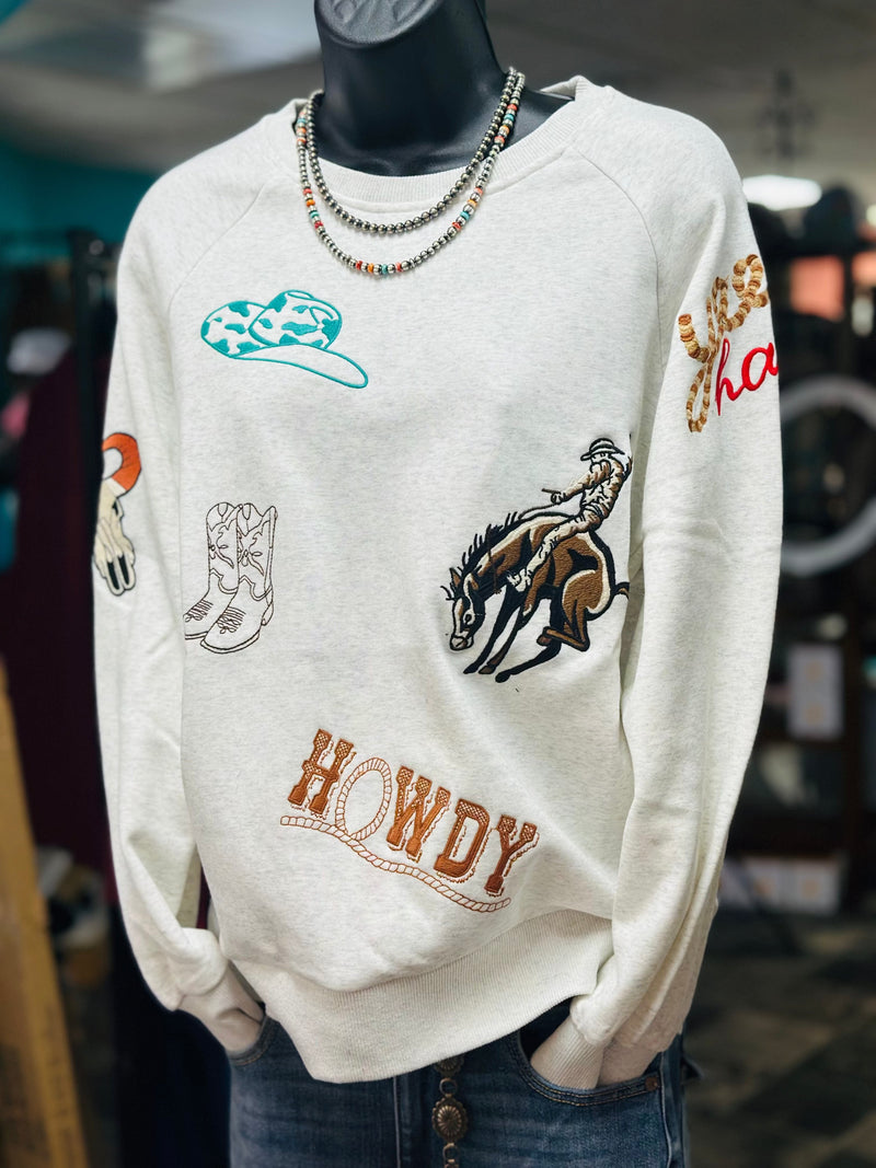 Shop Envi Me Tops and Tunics The Cowboy Ways Embroidered Pullover