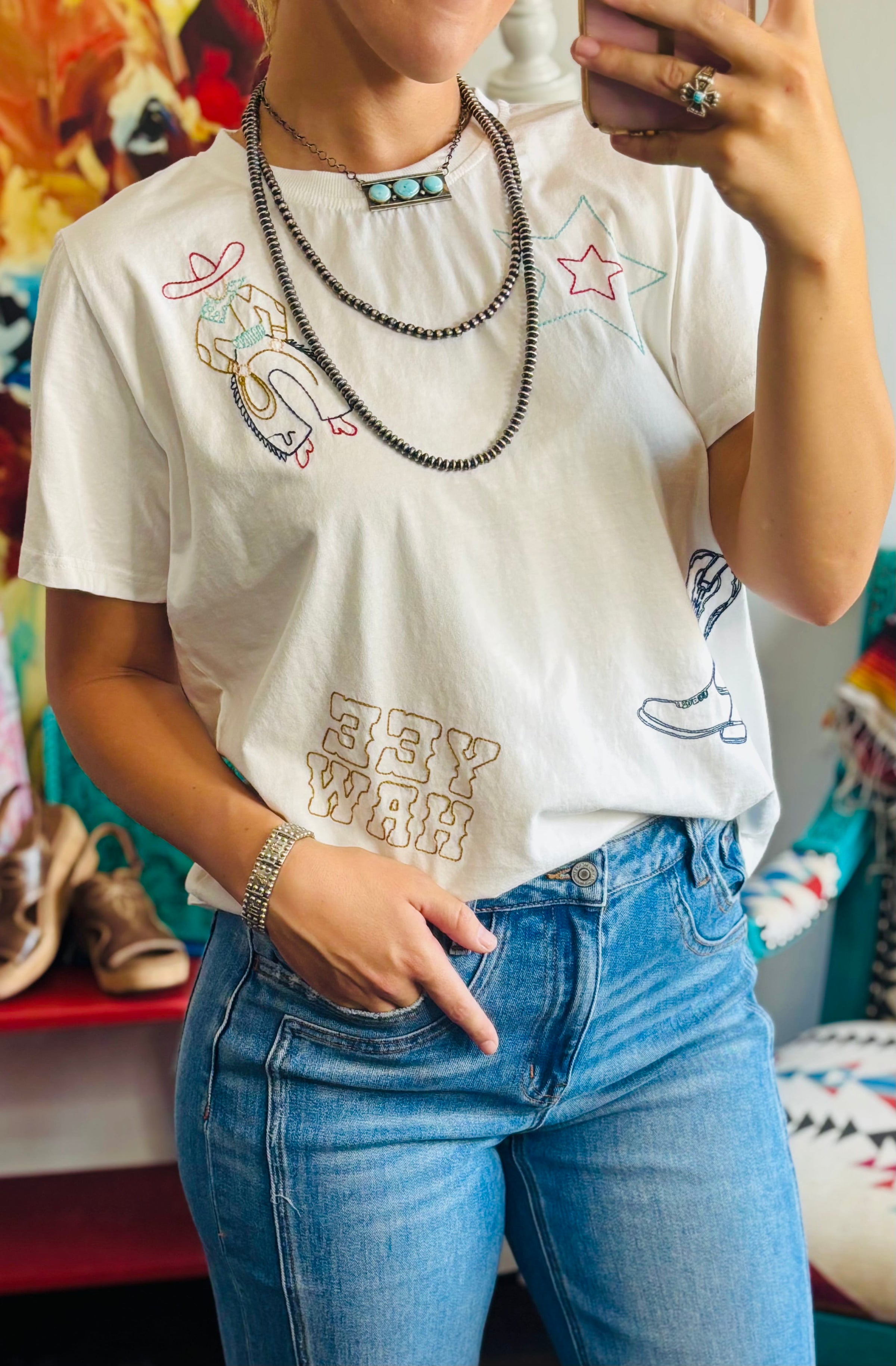 Shop Envi Me Tops and Tunics The Cowboy West Embroidered Tee