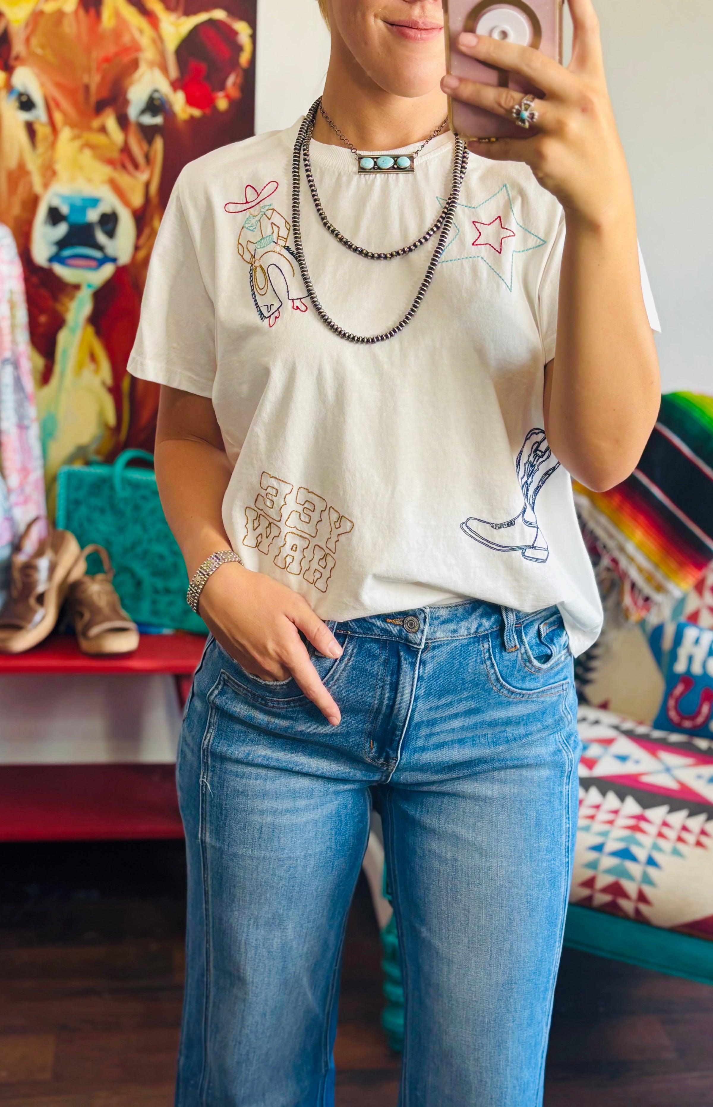 Shop Envi Me Tops and Tunics The Cowboy West Embroidered Tee