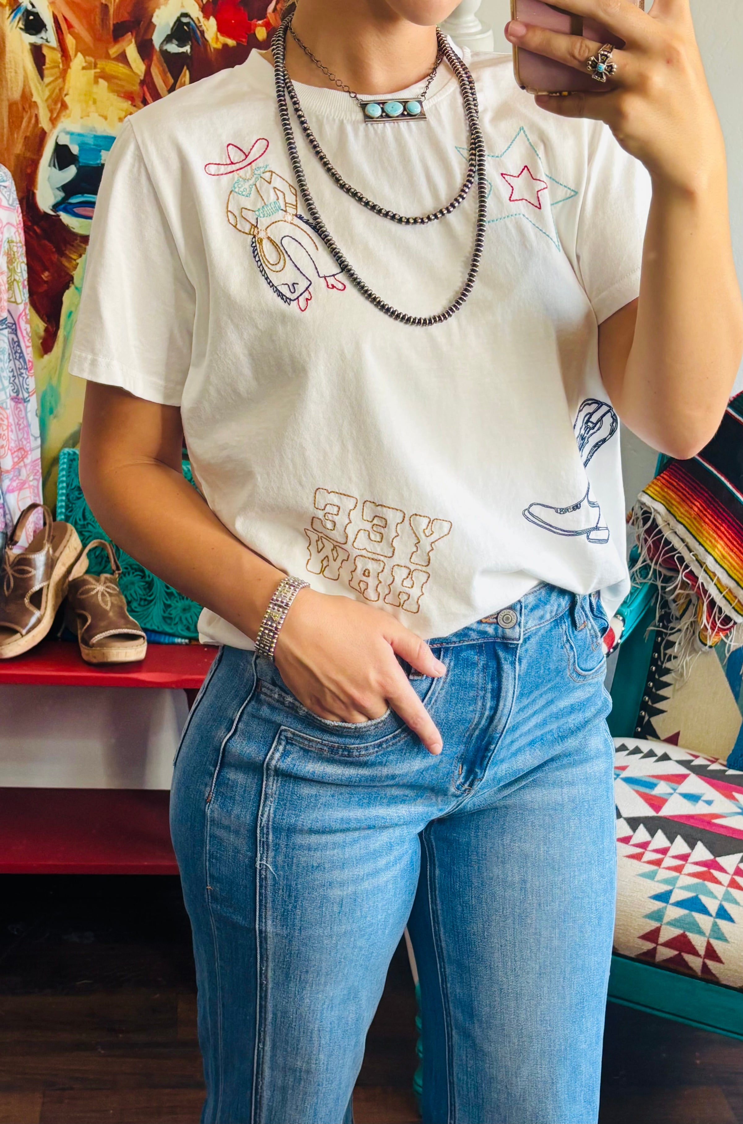 Shop Envi Me Tops and Tunics The Cowboy West Embroidered Tee